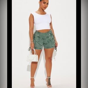 Green fashion nova tie up shorts